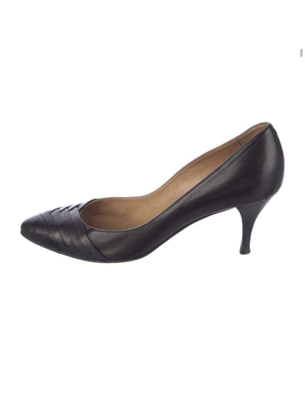 Hermes Authentic Vintage Solid Black Leather Pumps Heels 6 Italy